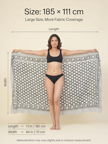 Beach Cover Ups for Women, Cotton Sarong Wrap Pareo | 100% Cotton Sarong Wraps For Women, 73 x 44 In. Pareo Beach Wrap, Bikini Cover Up, Bathing Suit Cover Up, Resort Wear - color: Black Beauty 02