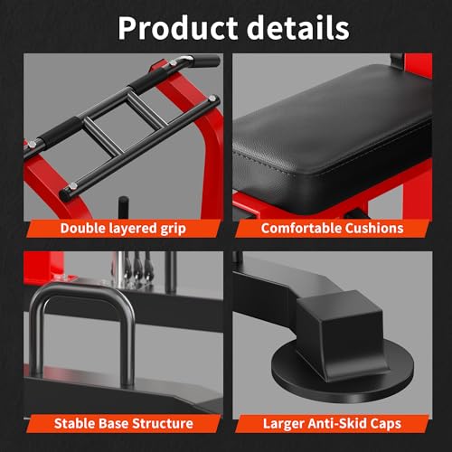 SogesHome Power Tower Pull Up Bar Station Height Adjustable Assistive Rack | Multi-Function Strength Training Equipment Full Body Workout Machine, Freestanding Push Up Dip Stand for Home Gym Exercise - color: Red