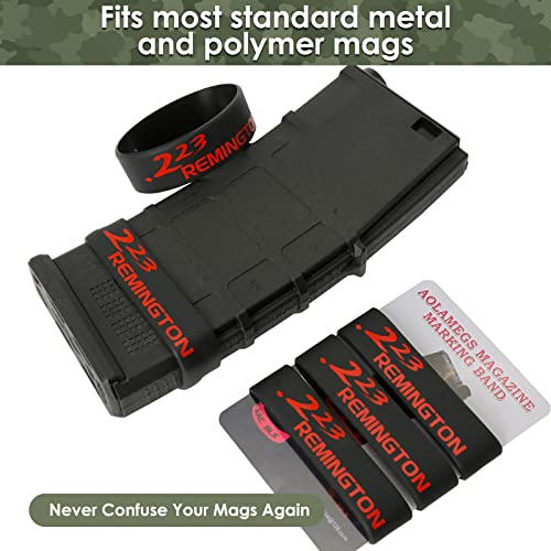 Aolamegs 5/10 Pack Magazine Bands - 5.56 Nato, 300 Blackout, 300 Subsonic, .223 Remington, .308 Winchester, 7.62x39 Magazine Marking Band, Durable Silicone Ammo Caliber Bands for Magazine Identification (2 Colors) - color: 223rem-blackred(5pcs)
