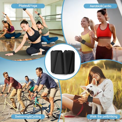 Wrist Weights, Adjustable Wrist Ankle Weights for Women, Wearable Arm & Leg Weights Set of 2(1 lb Each), Weighted Bangles for Walking, Yoga, Dance, Barre, Gym - color: Black