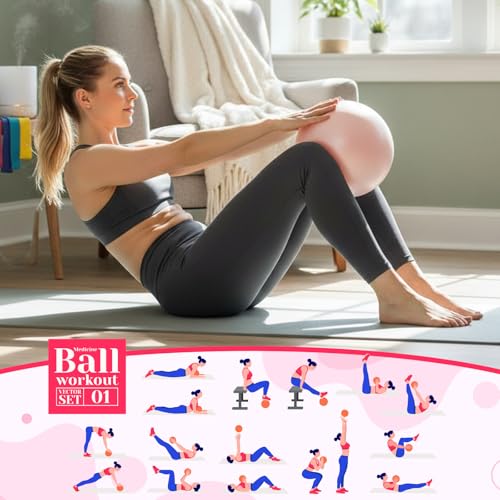 Aoriher 10 Pack 9 Inch Small Pilates Ball Bulk Mini Exercise Ball Portable Non-Slip Workout Yoga Balls with Air Pump for Stability, Barre, Fitness, Balance, Physical &Core, Gym Home Office Use - color: Champagne