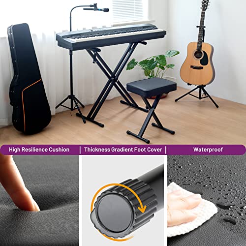 CAHAYA Keyboard Bench X-Style 3.5in Thick Padded Cushion Piano Bench Adjustable Height Keyboard Stool Chair Seat for Electronic Digital Keyboards Pianos CY0296 - color: Black, style: Upgrade Version