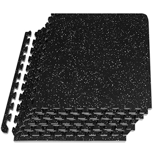 ProsourceFit Rubber Top Exercise Puzzle Mat ½-inch, EVA Foam, Protective Interlocking Tiles for Home Gym Equipment and Workouts; Grey, 24 SQ FT, 6 Tiles - color: Grey, size: 6 Pack (24 SQ FT)