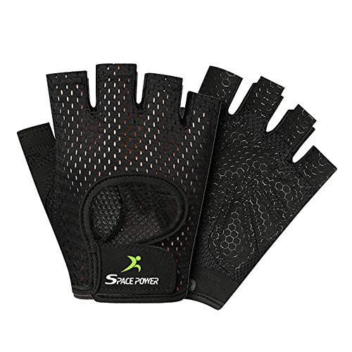 spacepower Workout Gloves - Lightweight Breathable Gym Gloves for Women & Men's Exercise - color: Black, size: X-Large