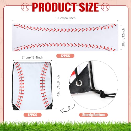 Hahafelt 24 Pcs Team Gifts, Including 12 Cooling Towels, 12 Drawstring Backpack Sports Party Favor for Teens Players Athletes Gifts Sport Supplies - style: Baseball Style