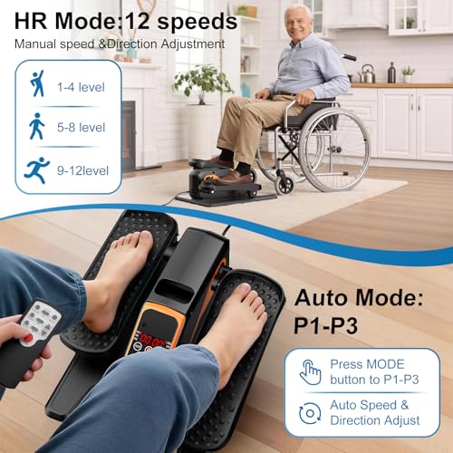VIVURN-018 Under Desk Elliptical 12 Speed 5 Modes Mini Motorized Leg Exerciser While Sitting for Seniors As Seen on TV with Non-Slip Mat Quiet & Portable Electric Pedal Exerciser for Home and Office - color: Orange