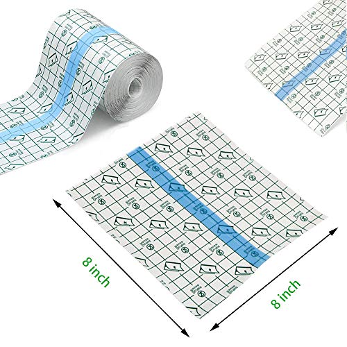 Tattoo Aftercare Bandage 5 Sheets 8 x 8 in - Waterproof Transparent Film for Tattoos Initial Healing and Skin Repair Adhesive Tattoo Supply Wrap - size: 8 x 8 Inch