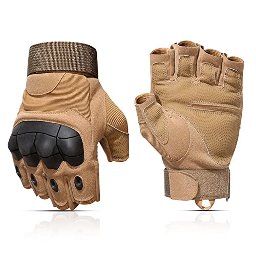 SUJAYU Outdoor Fingerless Gloves for Men - Driving, Hiking, Biking & Motorcycle Gloves - color: Tan, size: X-Large