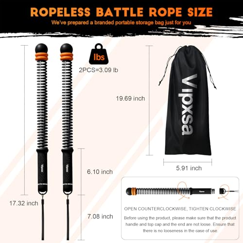 Adjustable Weights Cordless Battle Ropes,Portable Ropeless Battle Ropes for Home Gym with Storage Bag, Weighted Exercise Equipment for Low-Impact Workout, Strength & HIIT, for Men & Women - color: black