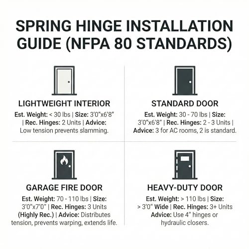 2 Pack 3.5 Inch Self Closing Door Hinges, Satin Nickel | Spring loaded; adjustable tension; 5/8" radius corners; UL listed; for front and back doors; left or right hand swing - color: Satin Nickel, size: 3.5" (2 Pack)