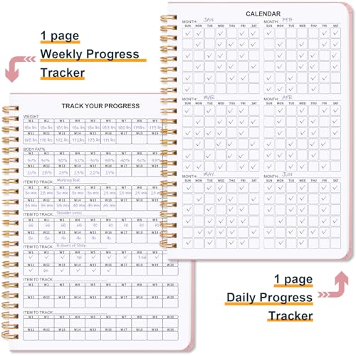 Guirnd Undated Fitness Workout Journal for Men & Women, A5(8.5" x 6.7") Fitness Journal Workout Planner, Workout Log Book Planner for Tracking, Motivating, and Achieving Your Fitness Goals - Pink - color: Pink