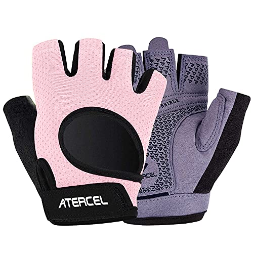 ATERCEL Weight Lifting Gloves Full Palm Protection, Workout Gloves for Gym, Cycling, Exercise, Breathable, Super Lightweight for Mens and Women - color: Pink, size: Small
