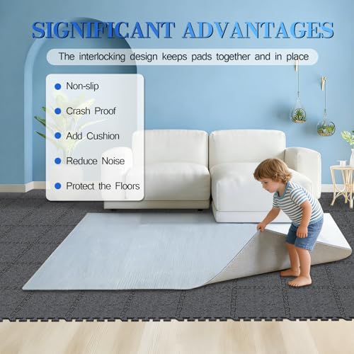 BXI Soundproof Interlocking Rug Pad 16 Pcs, 11x 11 x 0.4 inches Non Slip Rug Pads, High Density Noise Reduction Puzzle Felt Carpet Padding, Rug Mat Protects and Adds Cushion for Hardwood Floor - size: 16 Pcs