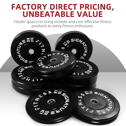 Fitvids 2-Inch Olympic Rubber Weight Plates Sets, Bumper Plates Set with Barbell for Strength Training, 180-390 Lbs Multiple Options - color: Colored, style: 10 lbs