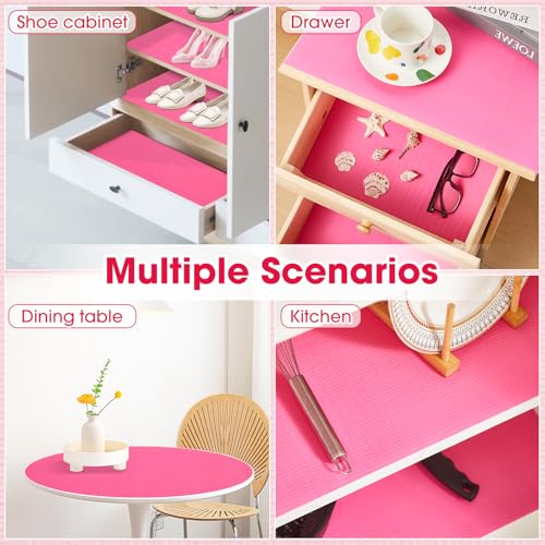 Drawer and Shelf Liner, Non-Slip Kitchen Cabinet Liners Non-Adhesive Thick Strong Grip Waterproof Washable Mats Protect Dresser Shelves Cupboard Bathroom Cabinets, Fuchsia, 12 in X 10 FT - color: Fuchsia, size: 11.8"W x 118"L