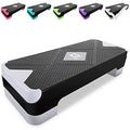 GYMMAGE Adjustable Workout Aerobic Stepper, Aerobic Exercise Step Platform with 2 Risers, Exercise Step Deck for Fitness, 26.5" Trainer Stepper with Non-Slip Surface Home Gym & Extra Risers Options - color: Gray&Black
