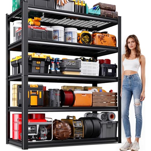 72"Hx59"Wx20"DGarage Shelving-2500 lbs 5 Tier Storage Shelves,Adjustable Heavy Duty Metal Shelving Unit and Storage Large Wire Rack,Utility Steel Shelf for Warehouse Industrial Pantry Basement - size: Wire/59"Wx20"Dx72"H