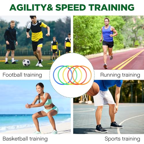 Deekin Agility Rings Speed and Agility Training Rings Exercise Speed Circle Jumping Hoops for Training Toss Equipment - color: Multicolored, size: 15 Inch