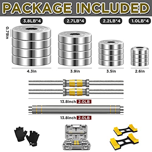 PHOEROS Adjustable Dumbbell Set - 44/66/88 LBS weights set, Dumbbell Barbell 3 in 1, Steel Dumbbells Pair with Connecting Rod for Adults Women Men Fitness Workout, Home Gym Exercise Training Equipment - color: 44lbs