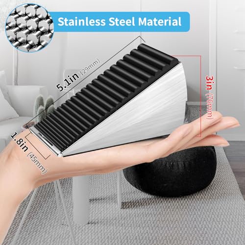 AIMAXINKE Door Stoppers for Bottom of Door- Large Spring Heavy Duty Door Stop Wedge, 3'' High Adjustable Metal Tall Doorstop, Strongest Rubber Grip, Suits Carpet, Tile, Home, School +1 Wall Protector - color: Silver-1pack-Metal