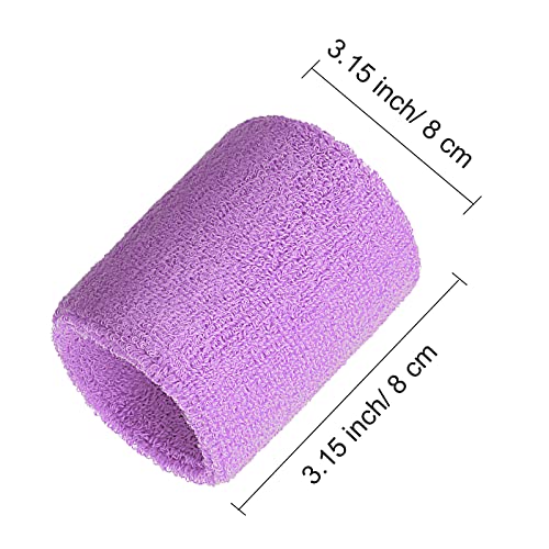 Willbond Wrist Sweatbands, Sports Sweatbands for Competition, Sweat Absorbent, for Basketball, Tennis, Football, Running and Work (Pack of 6) - color: Fresh Purple