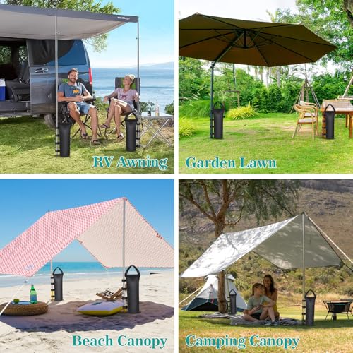 4 Packs Sandbags Weight Bags, 112 LBS Large Sandbags for weight, Cylindrical Heavy Duty Sand Bags for Beach Canopy, Pop Up Tent, RV Awning, Picnic Table, Umbrella Base, Gazebos, Trampoline Stakes - color: Black