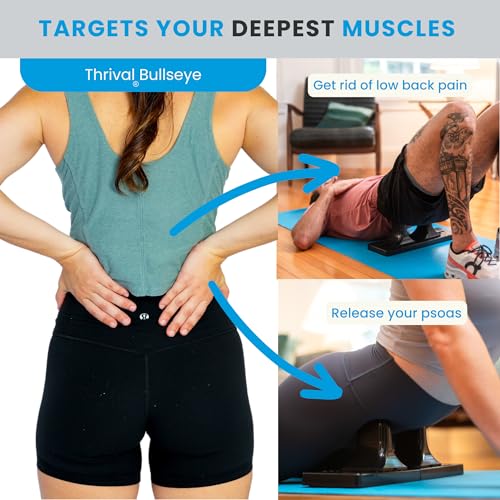 Thrival Bullseye - Psoas Muscle Release Tool with Thrival App for Hip Flexor, Back, Hamstring, Glute, Iliacus, and Neck Pain - Deep Tissue, Trigger Point, and Myofascial Release - Carbon Black - color: Carbon Black, size: Thrival Bullseye