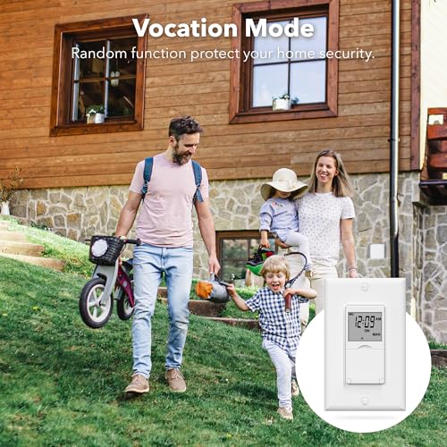 BN-LINK 7 Day Programmable in-Wall Timer Switch for Lights, Digital Light Switch Timer Indoor, Single Pole and 3 Way (Compatible with SPDT) Both Use, Neutral Wire Required, No Backlight, ETL Listed - color: No Backlight, size: 1 Pack
