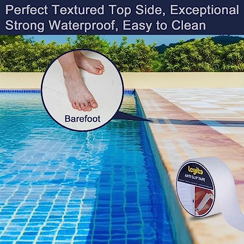 Anti Slip Tape Clear Waterproof Outdoor/Indoor, 2" x 42Ft Non Slip Traction Grip Tape for Bathtubs, Boats, Stairs, Pools, Transparent, Soft, Comfortable for Bare Feet (2" X 42') - color: Clear, size: 2” x 42'