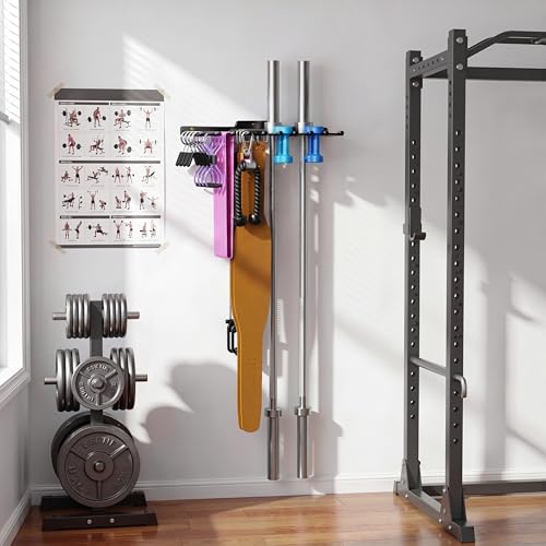 Wall-Mounted Home Gym Equipment Storage Rack for Resistance Bands, Barbell Bars, Cable Attachments, Lifting Belts, Jump Ropes, and Chains - size: Large