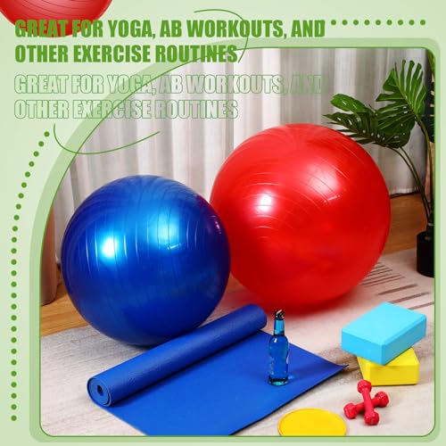 Leyndo 4 Pcs 26 Inch Yoga Exercise Ball Pilates Pregnancy Birthing Fitness Ball with Quick Pump Anti Burst for Improved Posture, Balance, Yoga, Pilates, Training - color: Bright Color