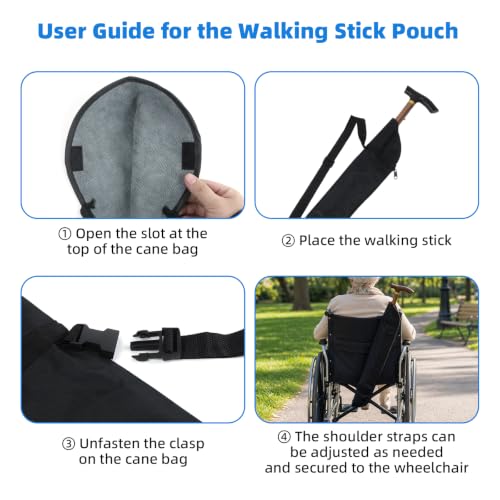 Cane Holder for Walker & Scooter, Waterproof Cane Storage Bag (29.5 x 3.9") | Absorbent Terry Lining, Adjustable Strap, Holds Canes/Umbrellas Up to 33.5", Durable Oxford Shell with Quick-Dry, Easy-Clean - size: 29.5 x 3.9"