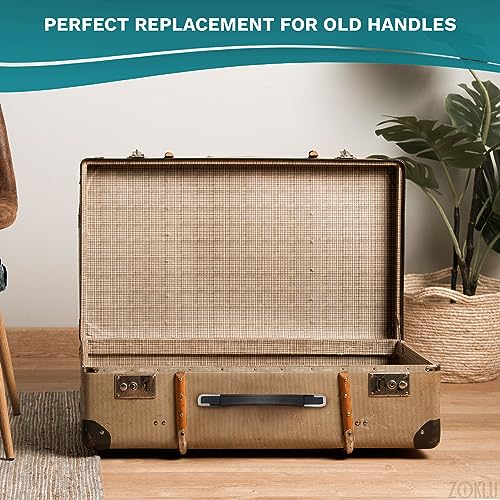 2 Pcs Luggage Handle Replacement, Fits 8.9 in Spacing, 9.56 in Length | Suitcase Grip Replacement, Metal Bases, 16 Screws, 4 Washers & 4 End Caps, Protective Coated Plastic, Repair Kit for Bags