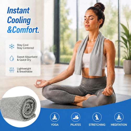 Amgico 10 Pack Cooling Towel 40"X12", Cooling Towels for Hot Weather, Instant Cooling Soft Breathable Quick Dry Microfiber Towel for Summer, Hiking, Golf, Travel, Beach, Gym, Camping & More - color: Sky Blue/Lake Blue/Royal Blue/Emerald Green/Light Purple