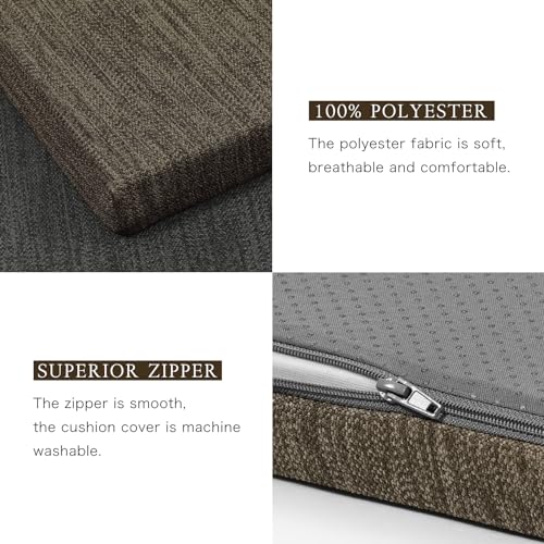baibu 36 Inch Classic Solid Color Bench Cushion with Ties, Non-Slip Indoor Outdoor Rectangle Bench Seat Cushion Standard Size Foam Pad with Machine Washable Cover - One Pad Only (Brown, 36x15x1.5in) - color: Brown, size: 36x15x1.5 Inch (Pack of 1)