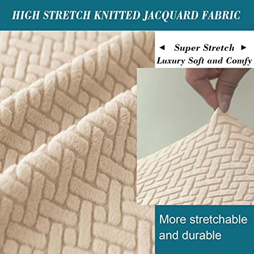 HFCNMY Bar Stool Covers with Backs,4 Pack Stretch Bar Stool Chair Covers,Jacquard Bar Stool Covers,Washable Bar Chair Covers Swivel Barstool Covers Slipcovers with Back Beige - color: Beige