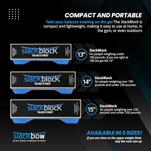 SlackBow SlackBlock Athletic Balance Trainer – Improve Balance, Stability, and Athletic Performance – Condition Your Body and Prevent Injury - Compact and Portable - size: 13"