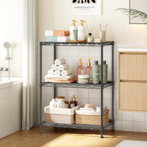DurayLoly 3 Tier Metal Wire Storage Shelves,Adjustable Small Wire Shelving Unit,Utility Storage Rack for Kitchen,Bedroom,Laundry Room,Pantry & Office,17.7”Wx11.8”Dx35.4”H,Black - size: Black-17.7”W × 11.8”D × 35.4”H
