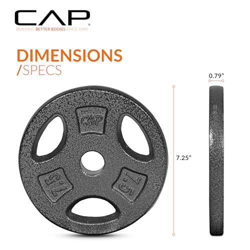 CAP Barbell Standard 1-Inch Grip Weight Plates - color: Black, size: 7.5 lbs Plate Pack (x4)