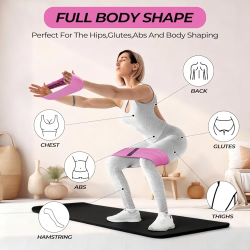 Seenelling 18 Pcs Pilates Ring and Ball Set with Resistance Bands Home Workout Pilates Equipment 11.8 Inch Magic Circle with Padded Handles, Mini Ball for Strength, Toning and Flexibility - color: Pink