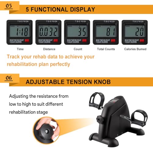 Under Desk Bike Pedal Exerciser, Portable Mini Exercise Bike with LCD Display for Home/Office, Desk Cycle for Leg/Arm with Handle, Leg Exerciser While Sitting for Seniors20260709