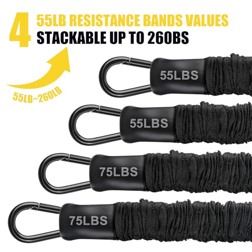 Pull Up Assistance Bands 260lbs, Heavy Pull Up Bands Resistance Bands for Pull Ups Working Out with Feet Rest, Pull Up Bar Bands Assistance Bands Strength Training Workout Equipment, Height Adjustable - color: Yellow