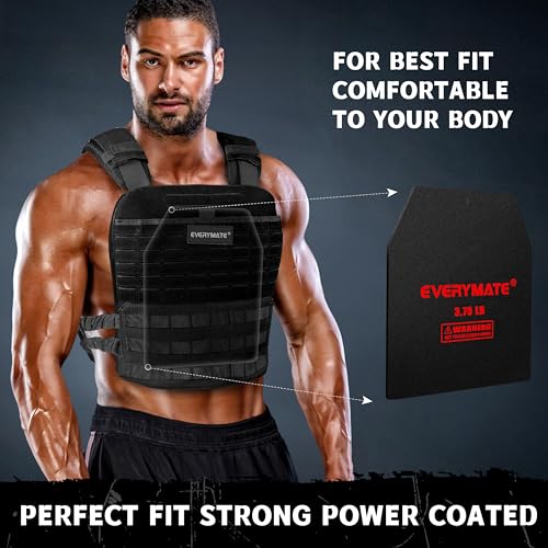 EVERYMATE Tactical Weighted Vest Plates – 3.75/5.75/8.75/14.5/19.75LB Pairs – Insert Weighted Vest Plates- Contoured Ergonomic Fit – WODs, Strength Training, Running, Weight Plates for Vest - color: 3.75LB*2, size: Straight