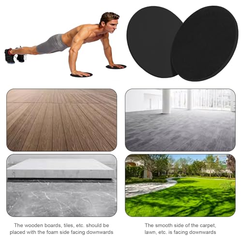 17.5cm/6.89In Round Core Sliders for Working Out,Set of 4 Exercise Core Pilates Sliders,Floor Foot Slider for Exercise 2 Color - color: green+black