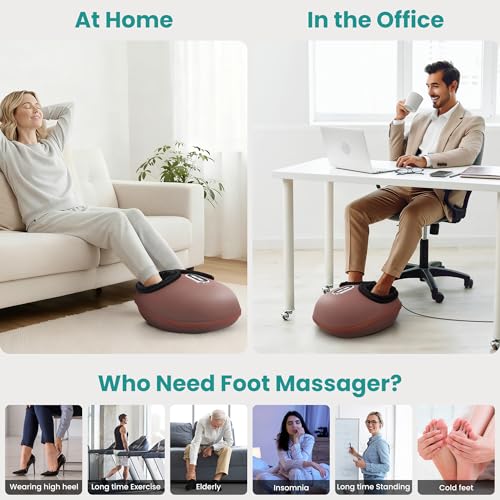 Nekteck Shiatsu Foot Massager with Heat & Air Compression Deep Kneading - color: Brown, size: Regular