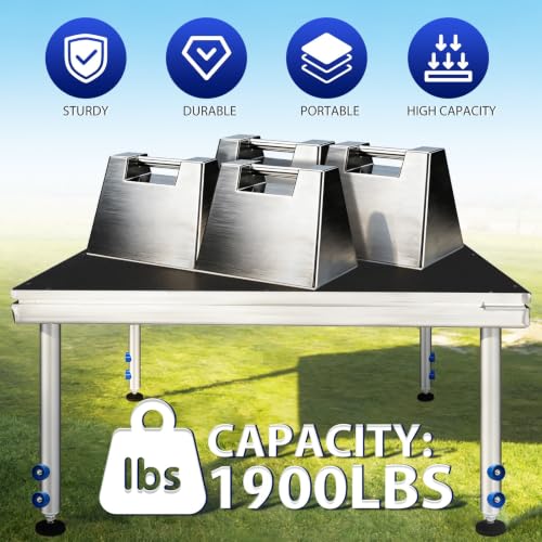 4x4ft Portable Stage Platform, 1900LBS Load Heavy Duty Aluminum Stage Riser | Adjustable Height 24"-41", Folding Modular Stage Deck, Anti-Slip Surface for Concerts, Weddings, DJ, Events, Commercial Use - size: 1pc