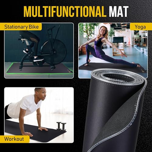 LED Exercise Equipment Mat 24x48in / 30x60in - Stylish Non-Slip Floor Protection for Spin Bikes, Walking Pads, and Ellipticals - Exercise Bike Mat, Peloton Bike Mat, Peloton accessories - size: 24 x 48