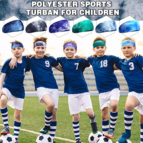 Deekin 6 Pcs Sweatbands for Kids Soccer Headbands Boys for Sports Breathable Sweat Wicking Headband for Kids Athletic Baseball Football Youth 5-15 Years Old - color: Tie Dye