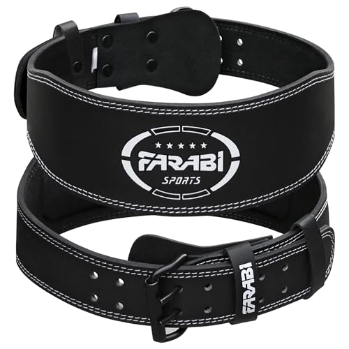 Farabi Sports Powerlifting Belt 100% Genuine Leather Weight Lifting Belt 4" wide Gym Belt Men and Women Weightlifting Belt for Gym Training Bodybuilding and Workout belt - size: X-Large