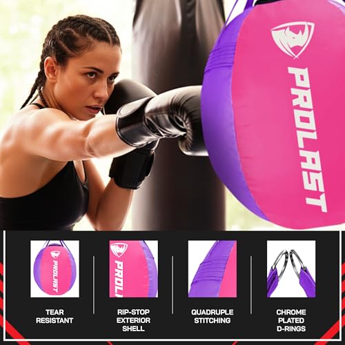 Wrecking Ball Heavy Boxing Punching Bag for Women, Hook and Uppercut, Body Snatcher, MMA, Muay Thai, Strength Training Equipment - color: Pink / Purple, size: Filled